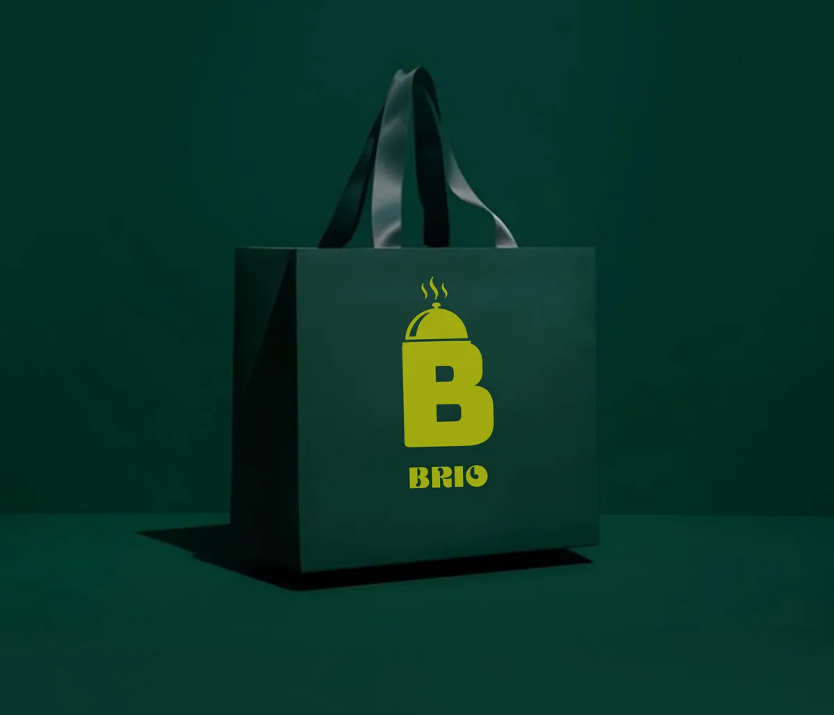 Brio shopping bag on dark green